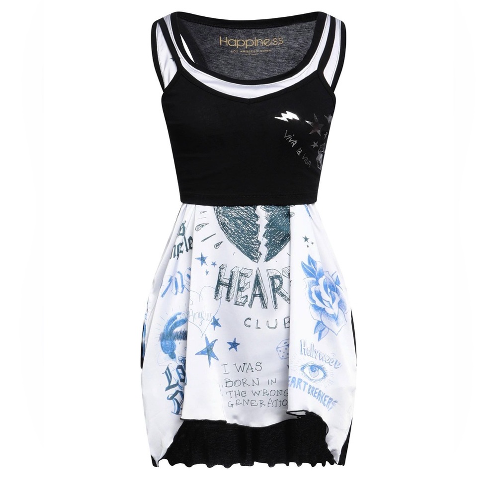 Black and White Graphic Dress